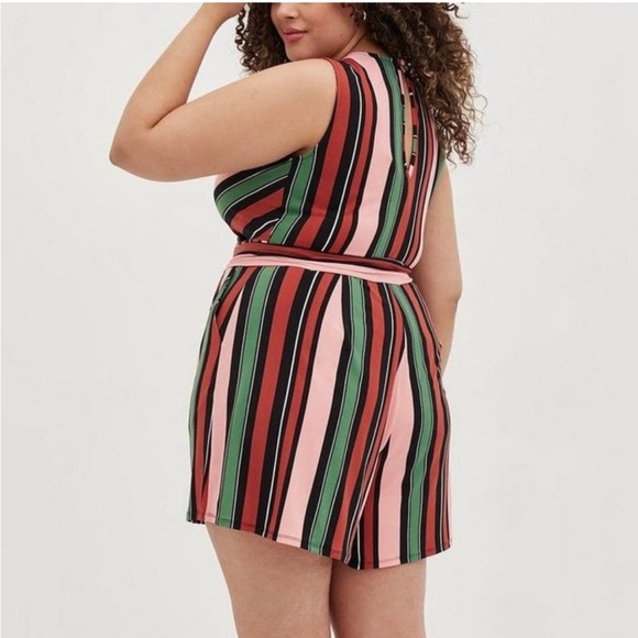 Torrid Multicolor Stripe Studio Knit Surplice Romper 3X NWT 16993674 - Picture 5 of 5